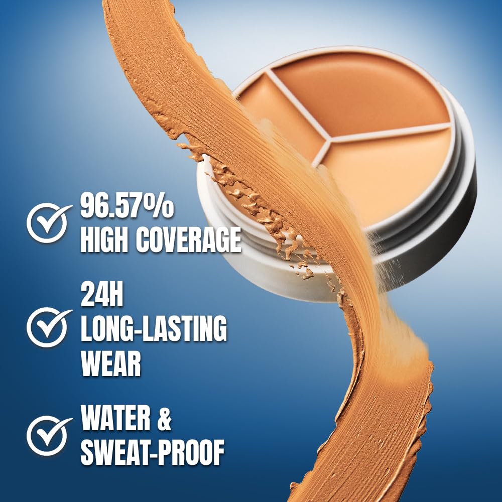 TFIT Multi-Use Pot Concealer - High-Pigmented Triple Palette | Full Coverage & Crease-Proof | 01 Neutral, 0.52 Oz