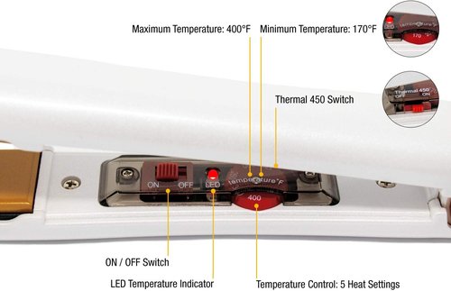 Redline Professional Flat Iron - 1" White Hair Straightener for Sleek, Frizz-Free Styles
