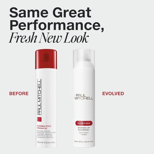 Paul Mitchell Worked Up Hairspray - Flexible Hold & Static Control for All Hair Types | 9.4 oz