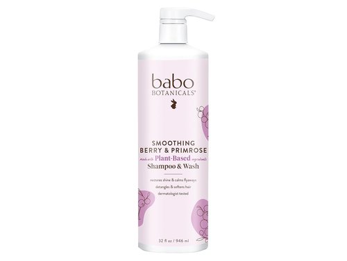 Babo Botanicals Smoothing Berry 2-in-1 Shampoo & Wash - Nourishing & Detangling - Vegan Formula with Evening Primrose Oil - Light Berry Fragrance