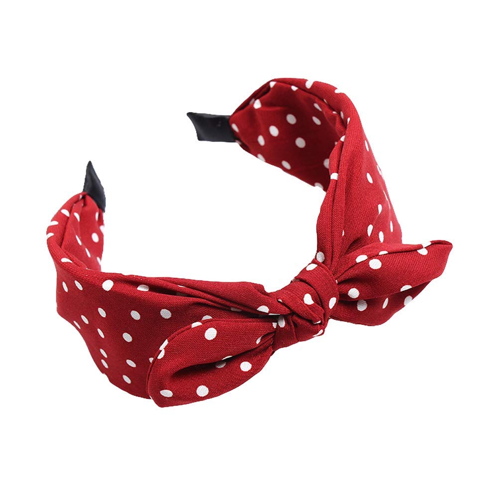 Womens Wide Polka Dots Headbands Headwraps Hair Band with Bow Pack of 3