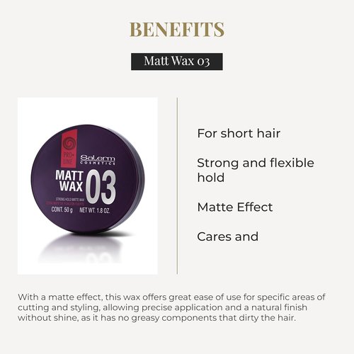 Salerm Hair Wax - Pro Line Matt Wax 03 | Strong, Flexible Hold for Short Hair - 50 ml, Matte Finish