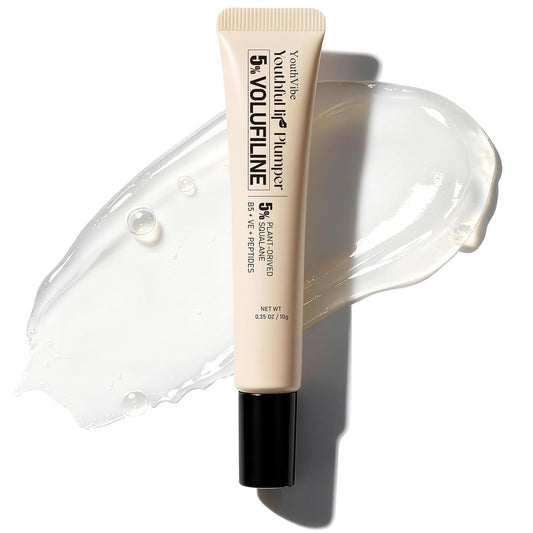 YouthVibe Lip Serum & Gloss - Hydrating 5% Volufiline Formula with Shea Butter & Collagen for Fuller Lips - Clear