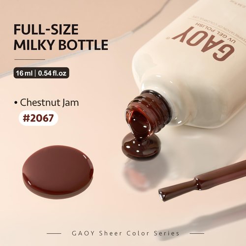 GAOY Jelly Brown Gel Nail Polish, 16ml Sheer Natural Translucent Soak Off Gel Polish, UV Light Cure for Nail Art DIY, 2067 Chestnut Jam