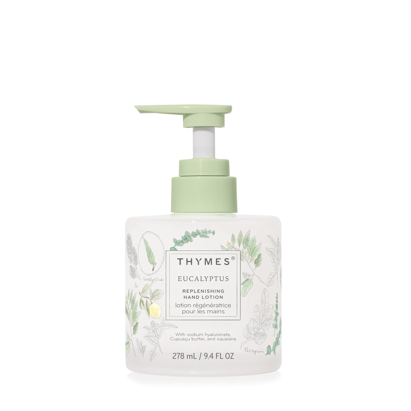 Thymes Replenishing Hand Lotion - Daily Moisturizer for Dry Skin with Sodium Hyaluronate & Squalane | Eucalyptus, 9.4 fl oz