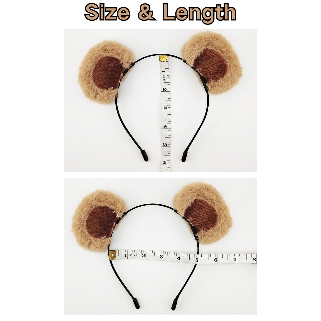 DaliDali 2 Count Movable Brown Bear Ears Headband With Adjustable Ears, Bear Ear Hairband, Bear Costume Bear Headband Adult for Makeup Face Washing Women