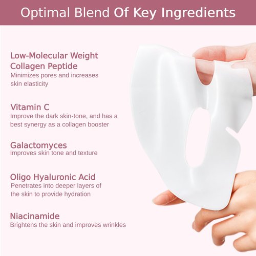 Duoffanny Bio-Collagen Real Deep Mask, 5,120,000 PPB Hydrating Overnight Hydrogel Mask 234 Da Deep Collagen Face Mask,34g x 4ea