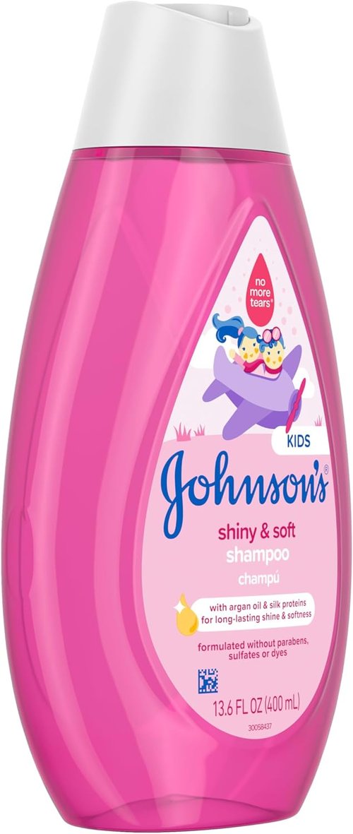 Johnson's Kids' Shampoo - Shiny & Soft Formula with Argan Oil & Silk Proteins, 13.6 fl. oz