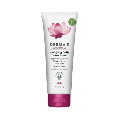 DERMA E Purifying Detox Facial Scrub - Activated Charcoal & Seaweed Extract, 4oz | Exfoliates & Brightens Skin