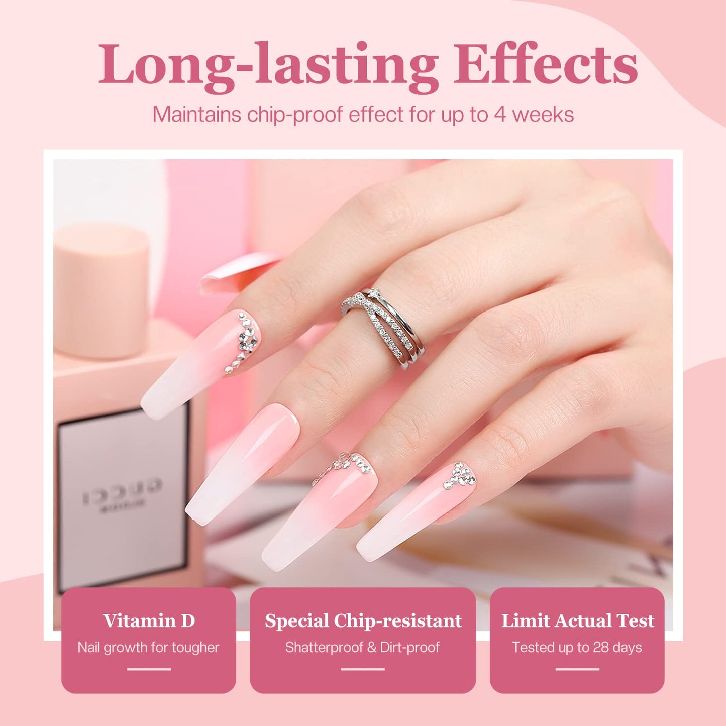 Modelones Dip Powder Nail Kit Starter, 4 Colors Clear White Nude Pink Red Dipping Powder Liquid Set with Base Top Coat Activator Nail Art Beginner DIY Salon