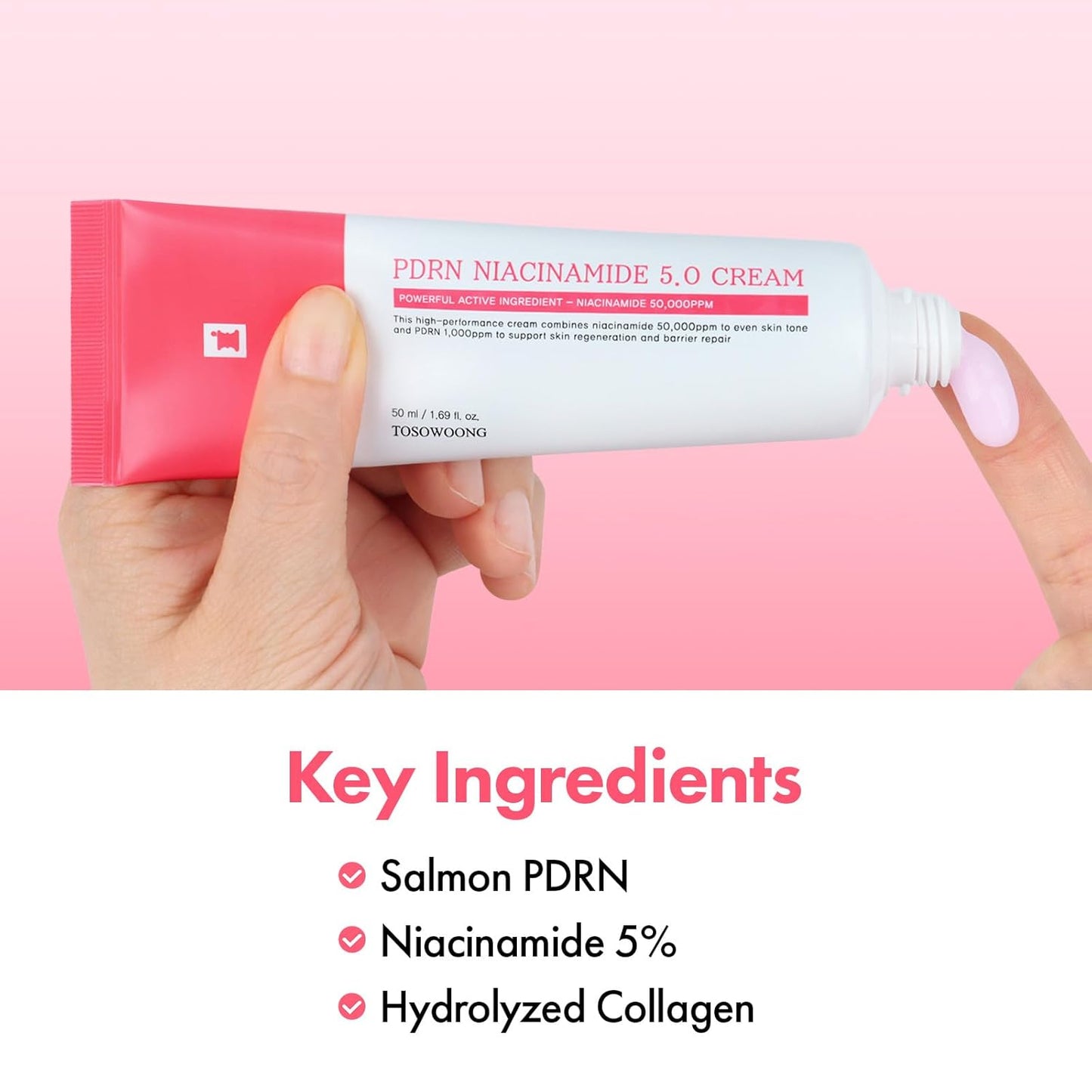 TOSOWOONG PDRN Niacinamide 5% Cream - Dark Spot Remover & Hydrating Moisturizer | 50ml Korean Skincare