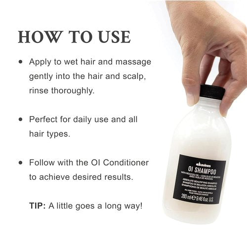 Davines OI Shampoo - Hydrating Cleanser for All Hair Types | Antioxidant-Rich Roucou Oil, 9.47 Fl Oz