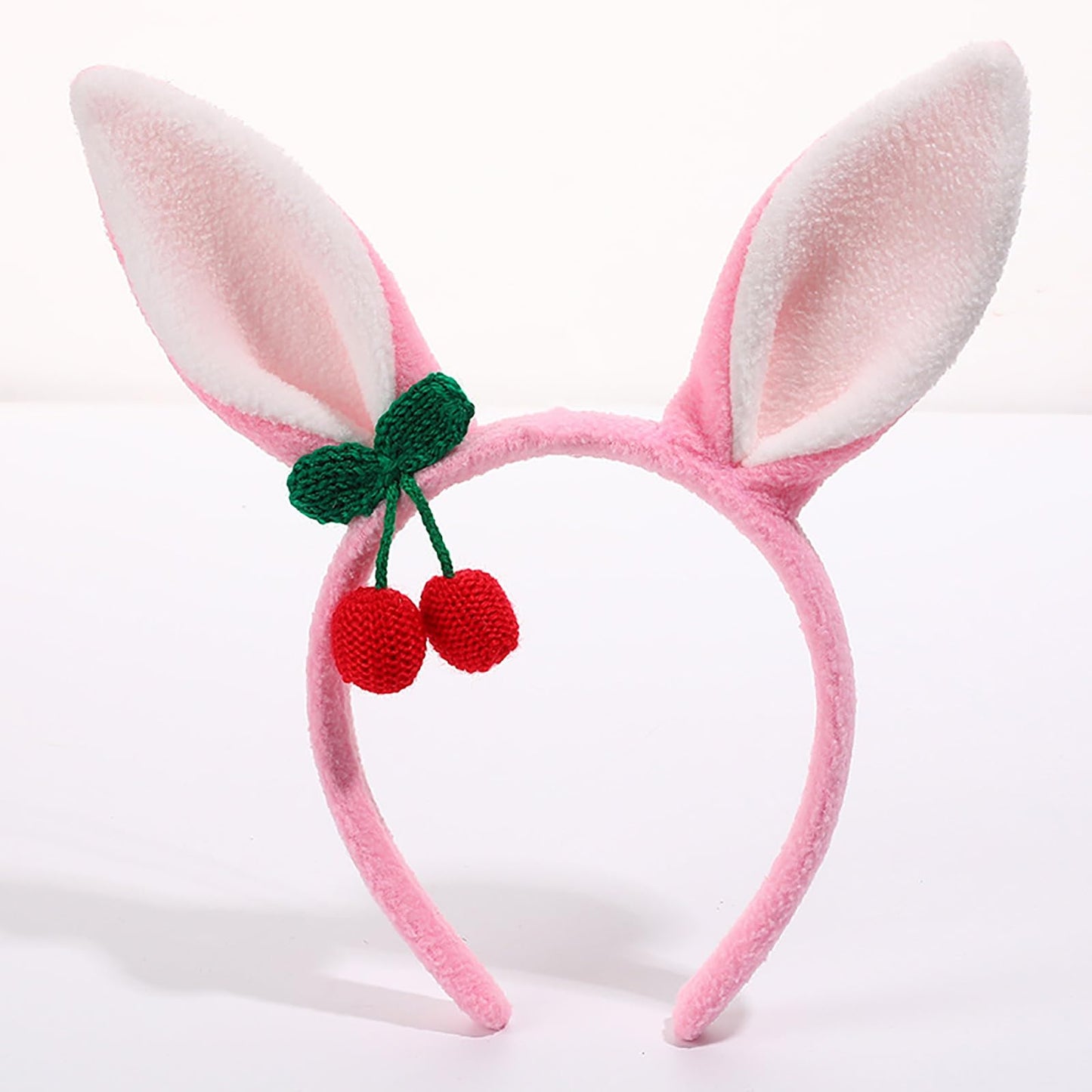 FunSpt Easter Bunny Rabbit Ears Plush Headband Halloween Costume for Aldult Cherry 2