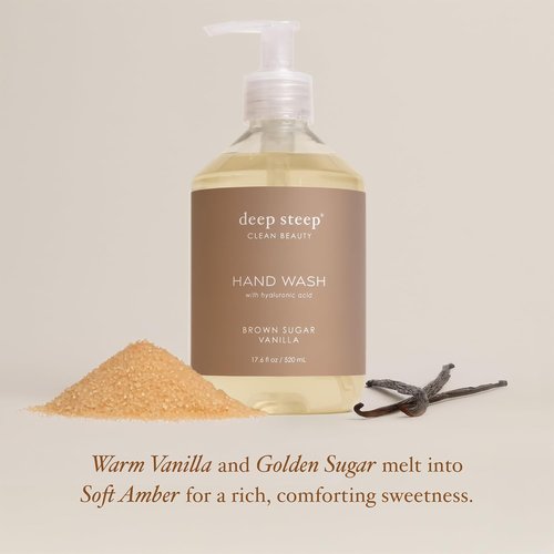 Deep Steep Liquid Hand Wash - Brown Sugar Vanilla, 17.6 oz | Moisturizing Cleanser with Olive Oil & Aloe Vera