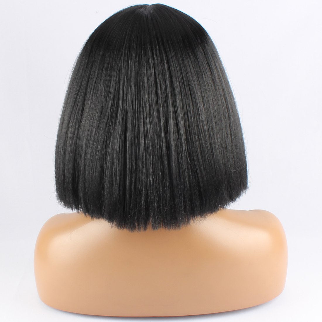 WeKen Fashion Wig Women's Short Bob Kinky Straight Full Bangs Synthetic Hairpieces Black