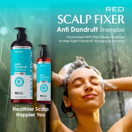 Red by Kiss Scalp Fixer Anti-Dandruff Shampoo - Hydrating Formula with 1% Zinc Pyrithione | 10.14 fl. oz.