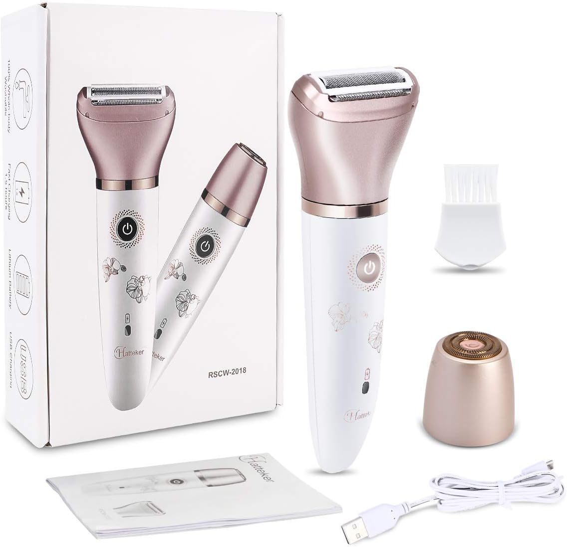 Skiennix Electric Razor for Women - Painless 2-in-1 Hair Remover for Face, Legs & Underarms | Portable Wet & Dry Trimmer with Micro USB Recharge