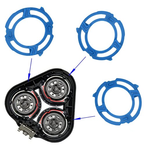 Philips Norelco SH50 Replacement Heads - 6-Piece Pack with Blade Retaining Rings for 5000 Series