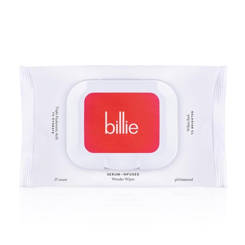 Billie Wonder Wipes - Makeup-Removing Face Wipes with Hyaluronic Acid & Witch Hazel - 25 Count