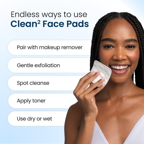 Clean Skin Club Clean² Pads 2.0 - Ultra Soft Organic Disposable Face Pads with Triple Layers | New Improved Edges