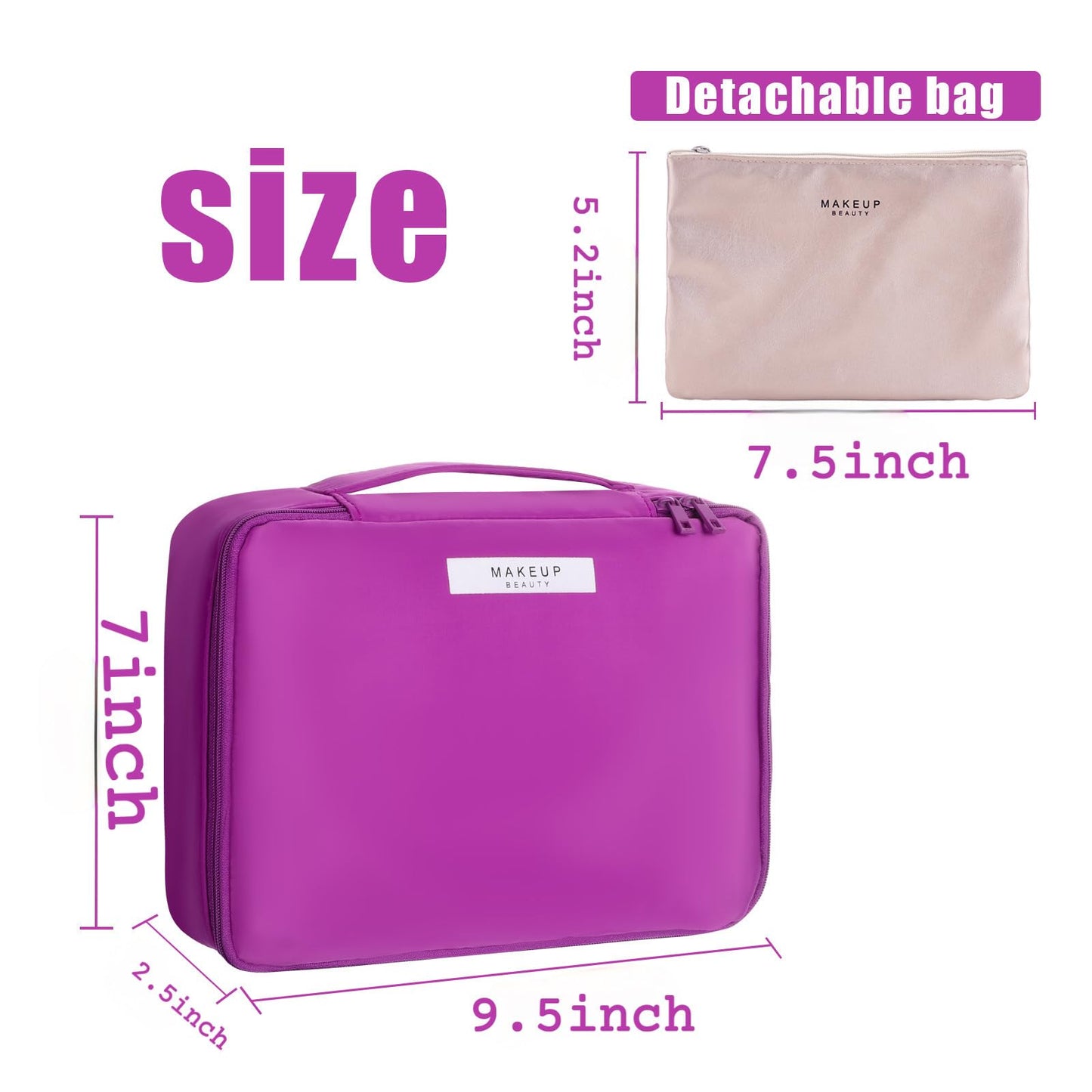 Travel Makeup Bag Cosmetic Bag Makeup Bag Toiletry bag for women and men (Deep purple)