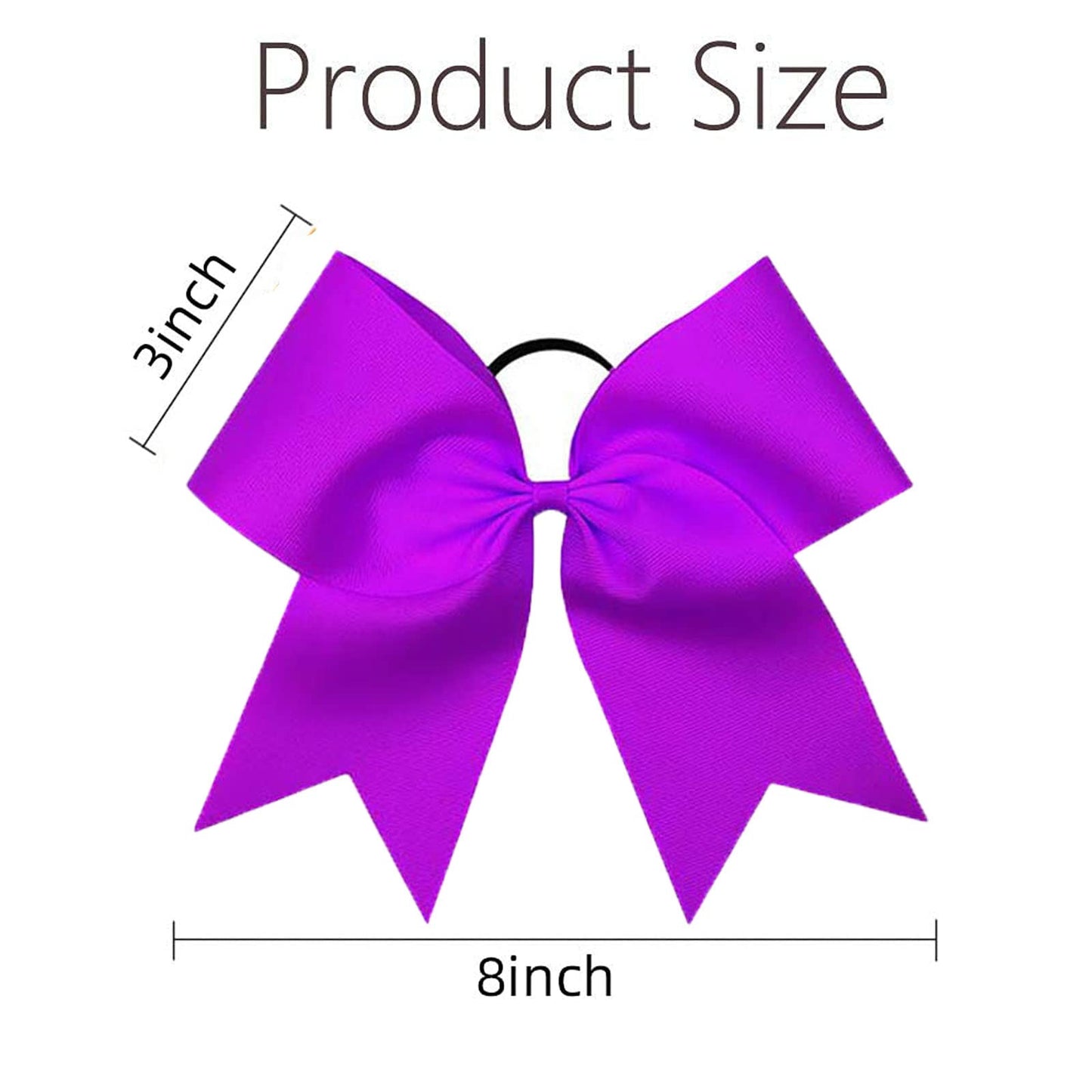 Oaoleer 21PCS 8" Large Cheer Bows Purple Bows Jumbo Cheerleader Bow with Ponytail Holder Elastic Band Handmade for Cheerleading Teen Girls College Sports