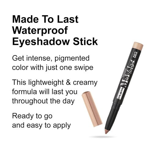 Pupa Milano Waterproof Eyeshadow Stick - Long-Lasting, Pigmented Cream Formula - 003 Nude Gold - 0.049 oz