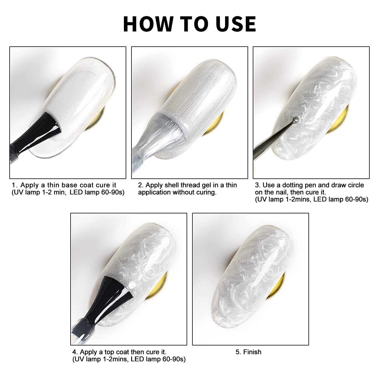 RARJSM Pearl Gel Nail Polish, Glitter Gel Polish Lavender Shimmer Mermaid Nail Gel Soak Off UV Gel for Salon Home DIY Manicure Use