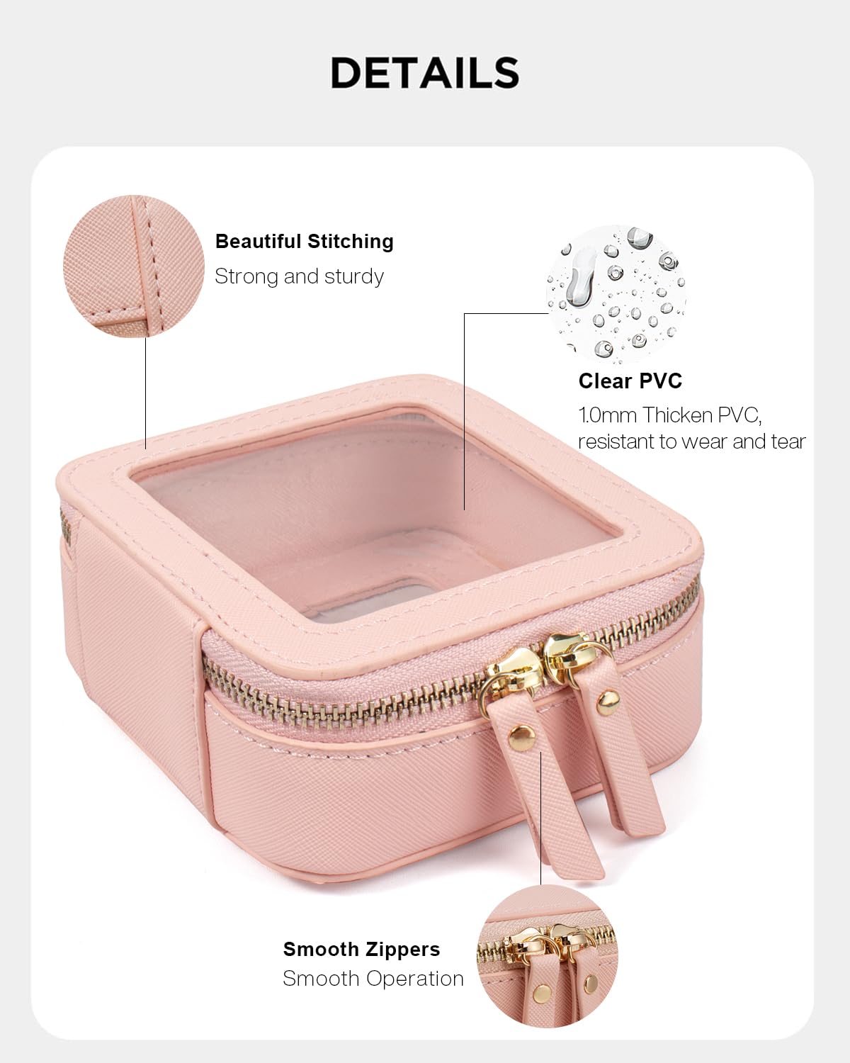 LETGO Small Makeup Bags for Purse, TSA Approved Toiletry Bag with Zipper,Mini Clear Comestic Bag Car Organizer Travel Size Toiletries Travel Essentials Pink Car Accessories For Women (Mini-Pink)