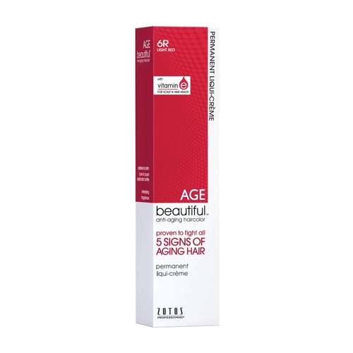 AGE beautiful Permanent Hair Color Dye Liqui Creme | 100% Gray Coverage | Anti-Aging Haircolor | Biotin for Thicker, Fuller Hair | Professional Salon Coloring | 6R Light Red