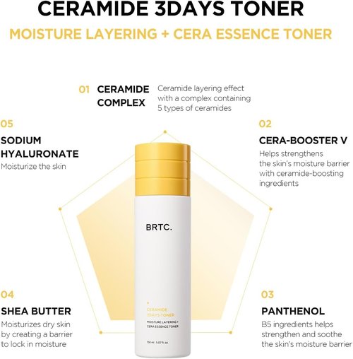 BRTC Ceramide Toner - Deep Moisture Solution for Dry & Dull Skin | Korean Skincare (150ml, 5.70 fl. oz)