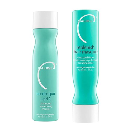 Malibu C Un-Do-Goo Shampoo & Replenish Hair Masque Duo | Clarifying & Deep Conditioning Hair Care (33.8 oz)