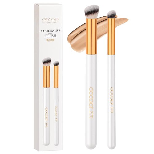 Docolor Concealer Brush Set - 2PCS Angled Brushes for Under Eye & Nose Contour Blending