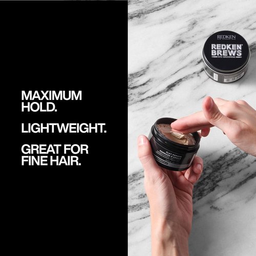 Redken Brews Clay Pomade For Men - High Hold & Matte Finish for Volumizing Fine to Medium Hair