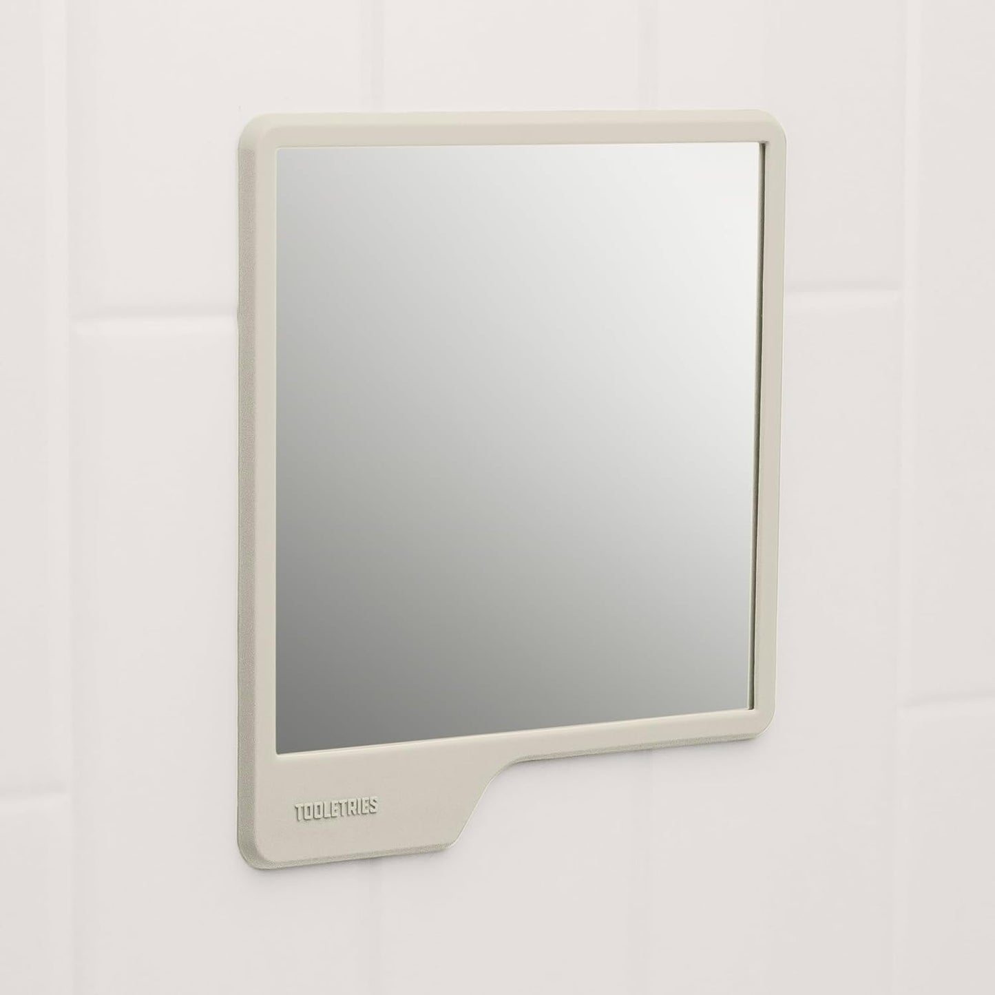 TOOLETRIES Oliver Shower Mirror - Premium Shatterproof Grooming Mirror - 100% Silicone - Sand Color