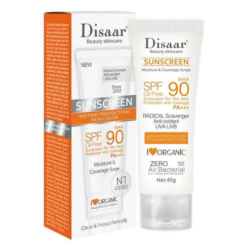 DISAAR BEAUTY Sunscreen SPF 90 - Oil-Free Sunblock with UVA/UVB Protection & Moisturizing Formula | 40g (1.41oz)