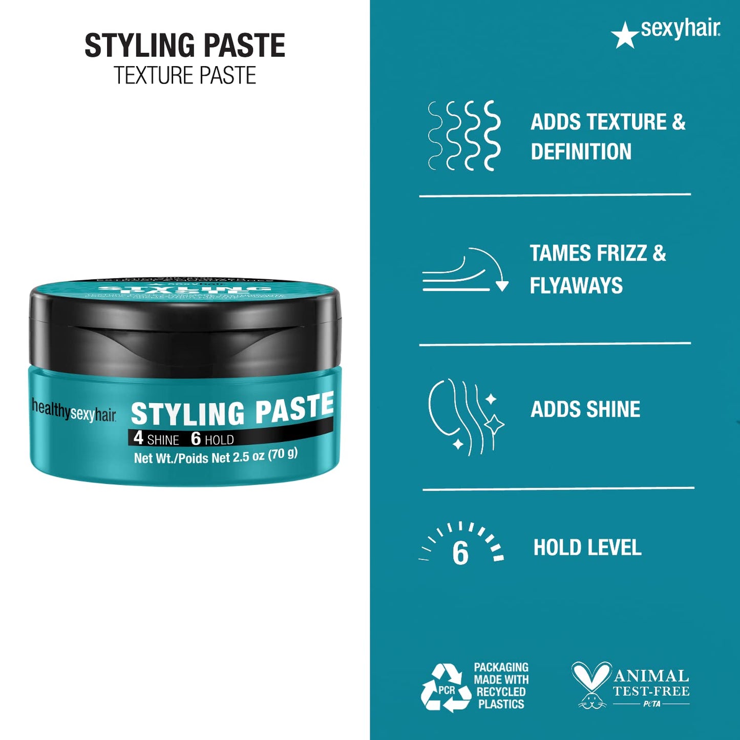 SexyHair Healthy Styling Paste - Medium Hold Texture Paste for All Hair Types | Satin Finish