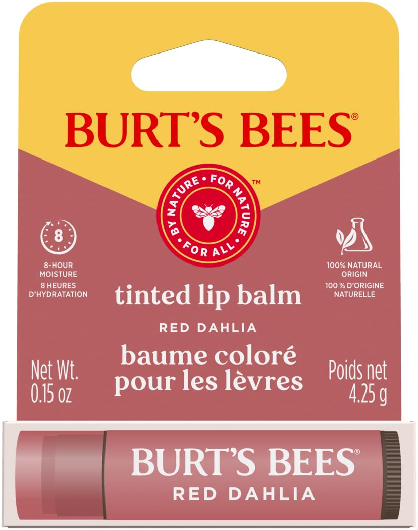 Burt's Bees Tinted Lip Balm - Red Dahlia | Hydrating Color in 0.15oz Size