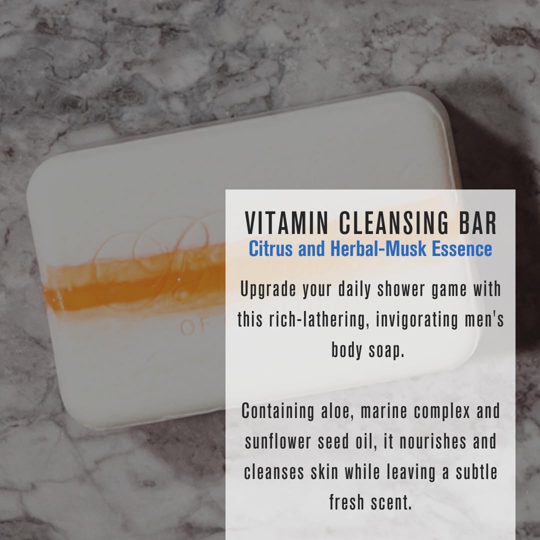 Baxter of California Vitamin Cleansing Bar for Men - Citrus & Herbal Musk | 7 Oz | All Skin Types
