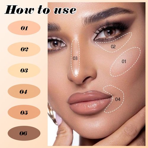 Evpct Full Coverage Cream Contour Palette - 6 Color Concealers with Brush for Mature Skin | Waterproof