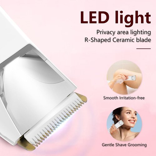 2-in-1 Electric Bikini Trimmer for Women, Dual Head Shaver for Body & Pubic Hair, Painless Smooth, No-Nick Shaving, IPX7 Waterproof, Lightweight with Travel Lock, LED Display