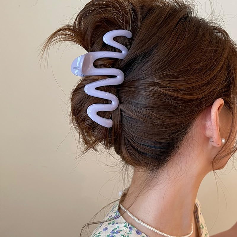 Souarts 6PCS Cream Color Series Hair Clips for Women & Girls, 4.3 Inch Hair Claw Clips Strong Hold, Hair Clips for Women Straight, Curly & Wavy Hair