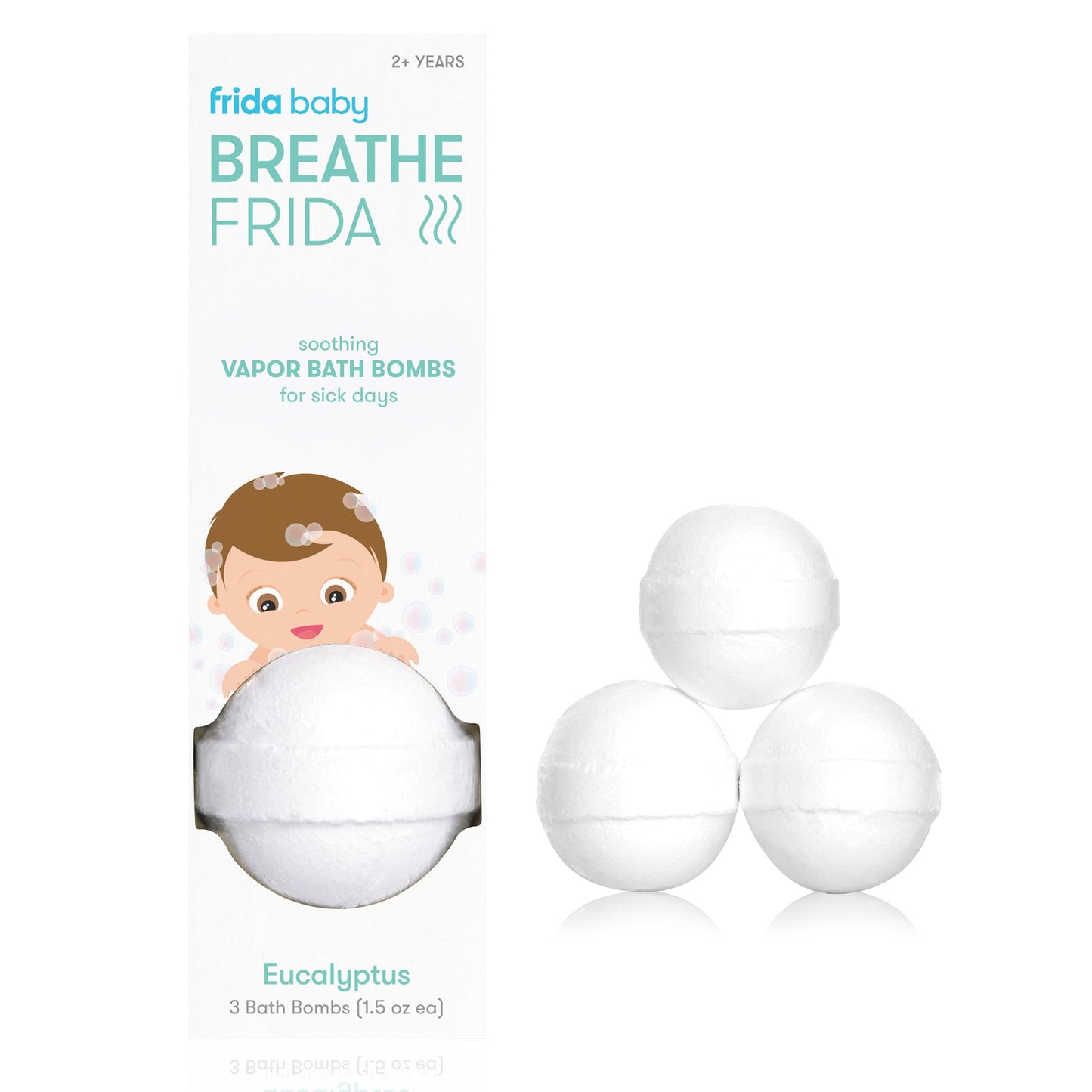 Frida Baby Natural Vapor Bath Bombs for Toddlers & Kids, Easter Basket Stuffer for Kids, Eucalyptus Essential Oil Bath Bombs for Aromatherapy, 3 Count