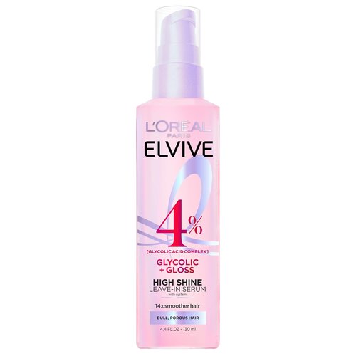 L'Oreal Paris Elvive High Shine Leave-In Hair Serum - Smooth Dull Hair to Glossy Perfection | 4.4 Fl Oz