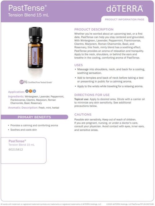 doTERRA PastTense Oil - Tension Relief Blend - 15mL Essential Oil for Stress Relief