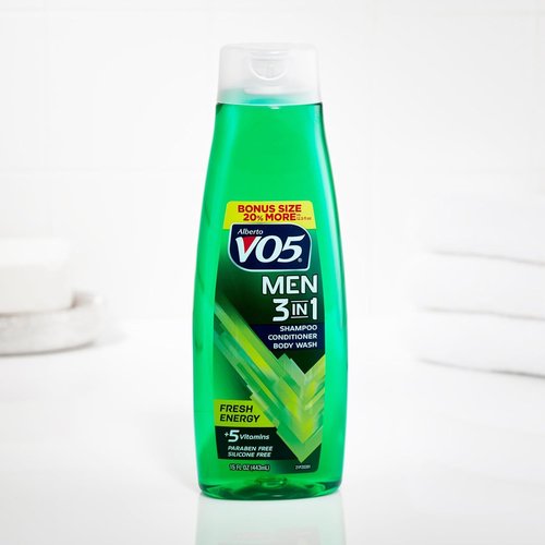 Alberto VO5 Men 3 in 1 Fresh Energy Shampoo, Conditioner & Body Wash - 5 Oils & Vitamins - 15 oz