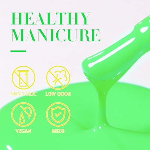 Double Rhythm 15ML Gel Nail Polish Pure Sheer Same Color Same Bottle Soak Off Gel Polish Art Manicure Salon DIY at Home for Women (Neon Light Green-A1420)