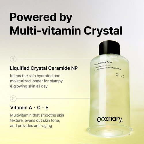 Ooznary Vita 3 Aurora Toner with Vitamin ACE and Triple Centella and Sea Buckthorn Water for Radiant Glow & Extra Hydration | Korean Skin Care | 6.76 fl.oz 200ml