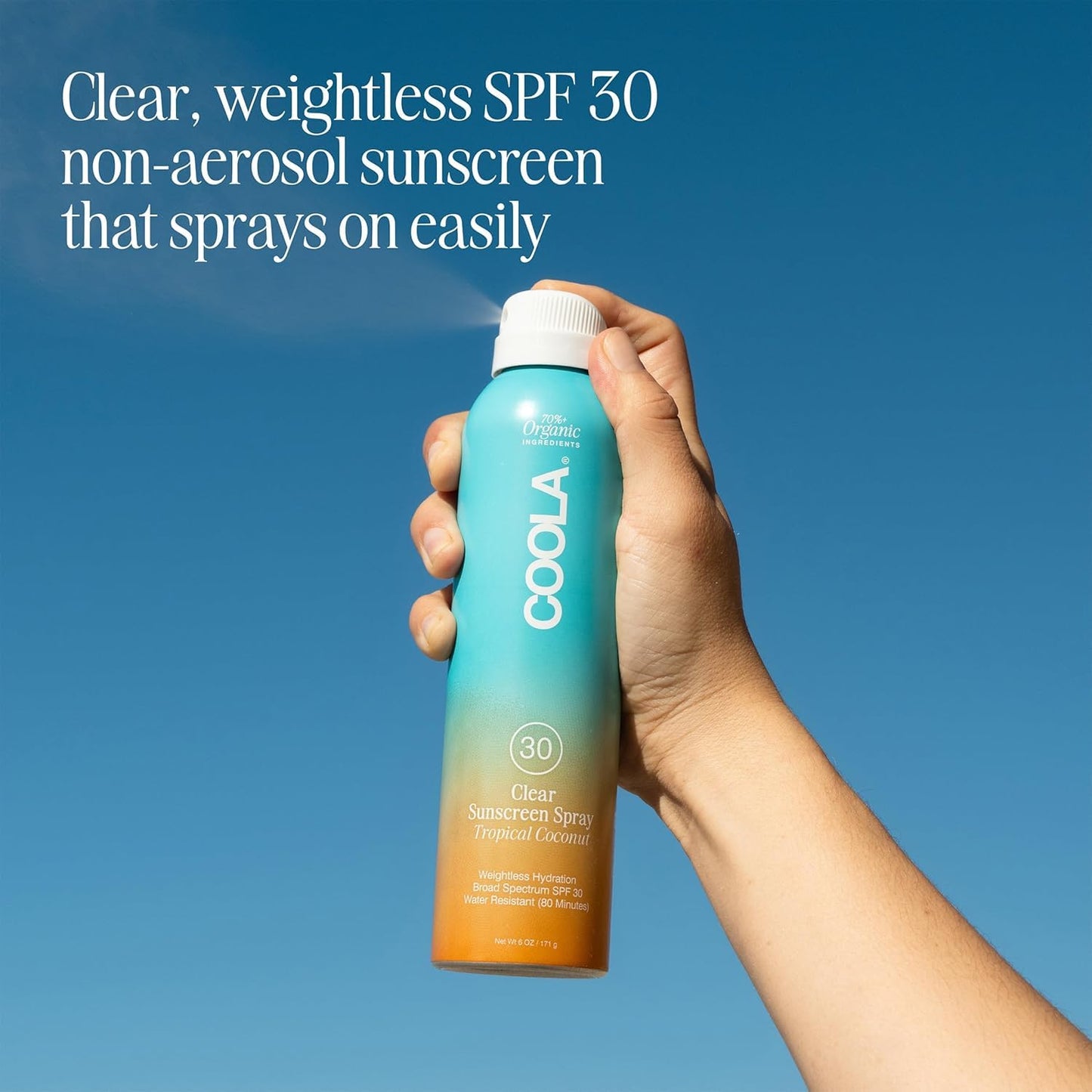 COOLA Organic Sunscreen SPF 30 - Vegan Tropical Coconut Sunblock Spray for Daily Skin Protection