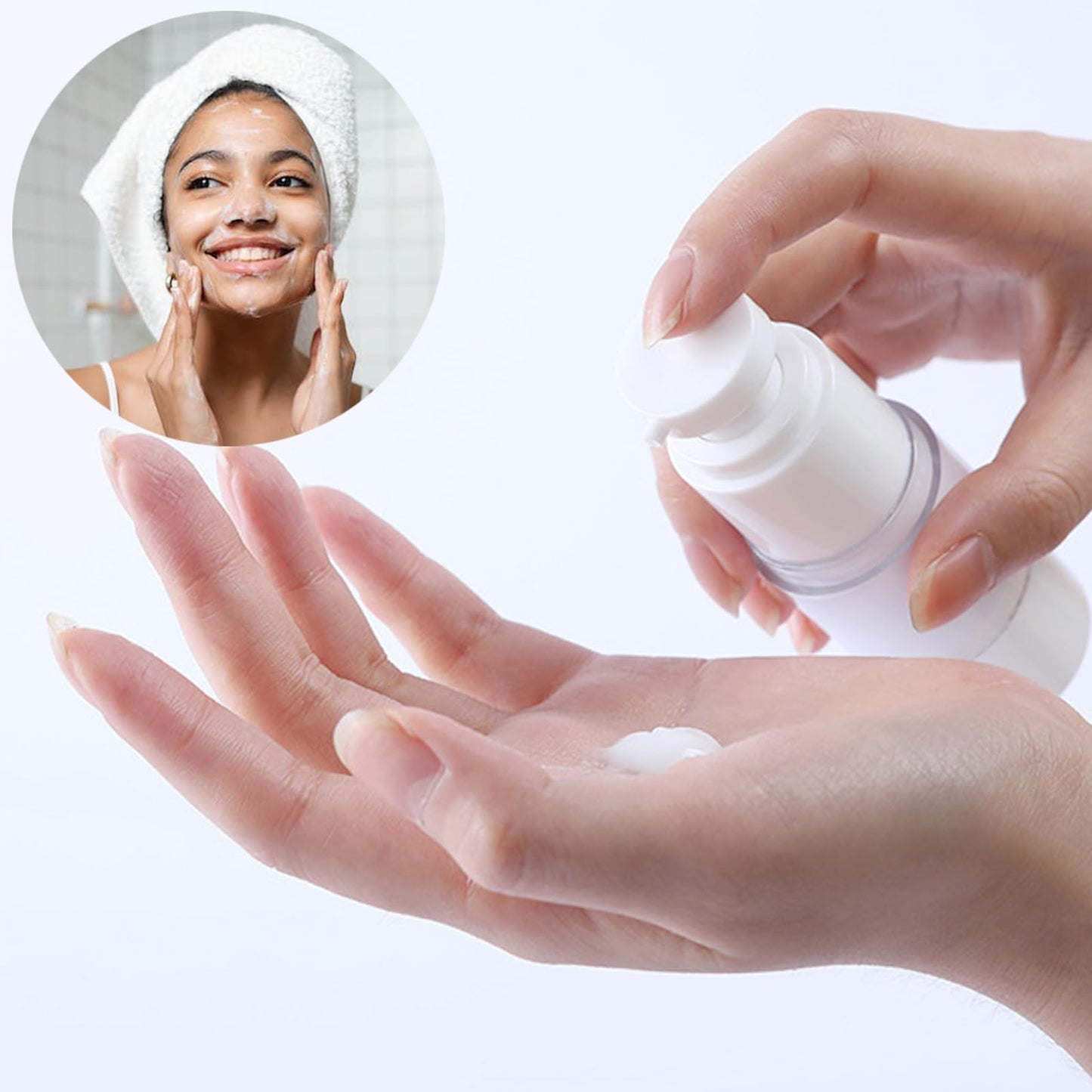 Qeuly 3 Pack Airless Pump Bottles 1 oz Travel Size Pump Bottle Lotion Container Refillable Cosmetic Pump Dispensers for Foundation Moisturizer Shampoo Toiletry (SN-30)